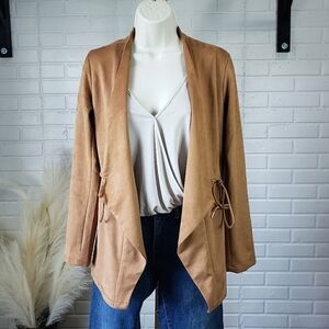 Thread and Supply Faux Suede Fly Away Cardigan Jacket size Xtra Small Camel
